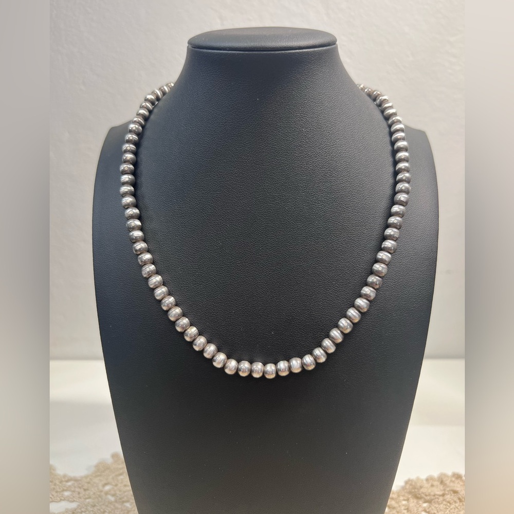 Vintage Mexico Sterling Silver Ball Bead Necklace